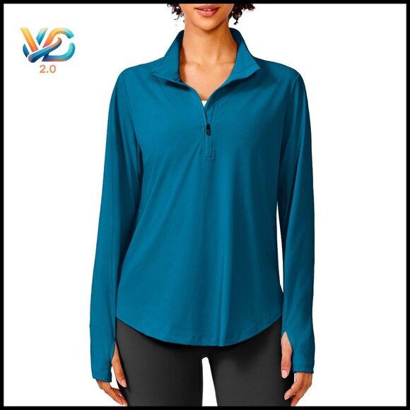 Tops - Long Sleeve Workout Top Half Zip Quick Dry Athletic Running Hiking Golf